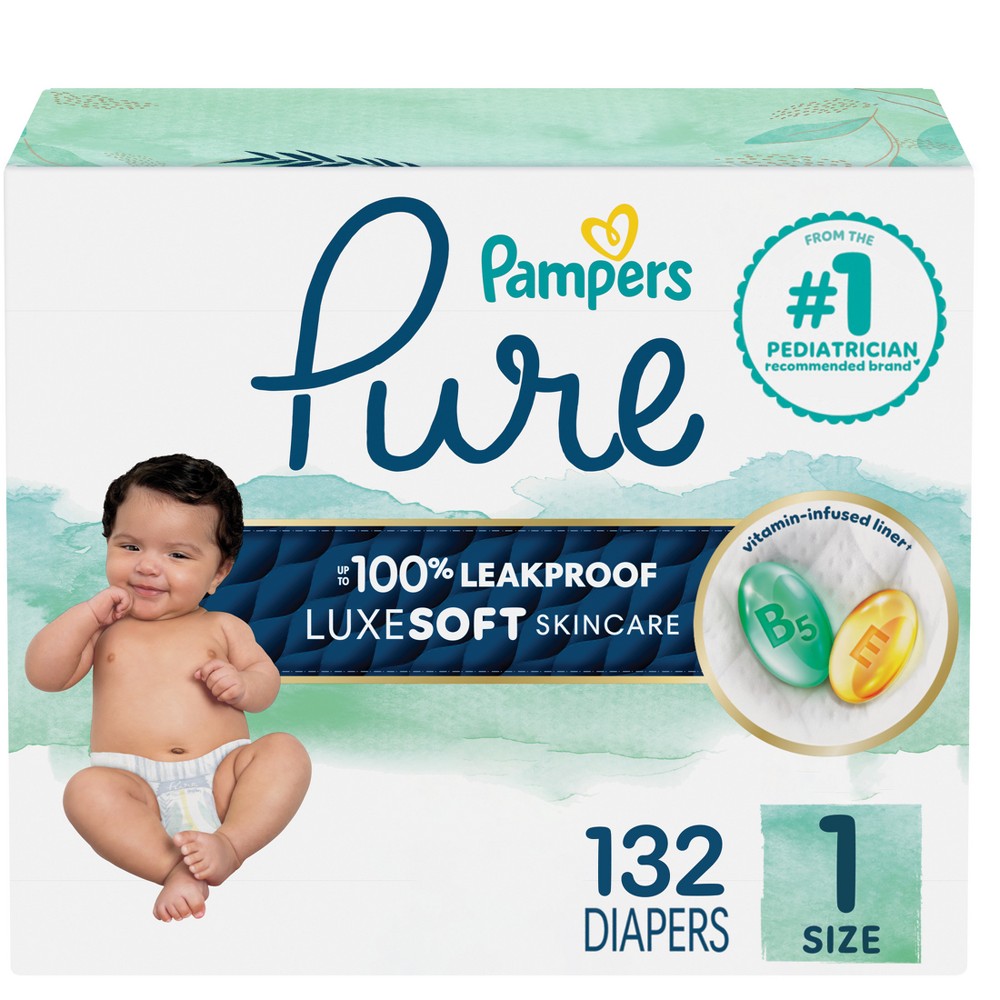 Pampers Pure Protection Diapers Pack Size 1 - 132 ct