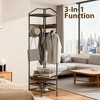 ORRD Corner Coat Rack Hall Tree with Shoe Storage, Industrial 4-Tier Entryway Organizer with 8 Hooks & 2 Shelves, Black - 2 of 4