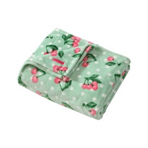 Betseyville 50"x70" Betsey Johnson Cherry Dots Throw Blanket Green - 1 of 4