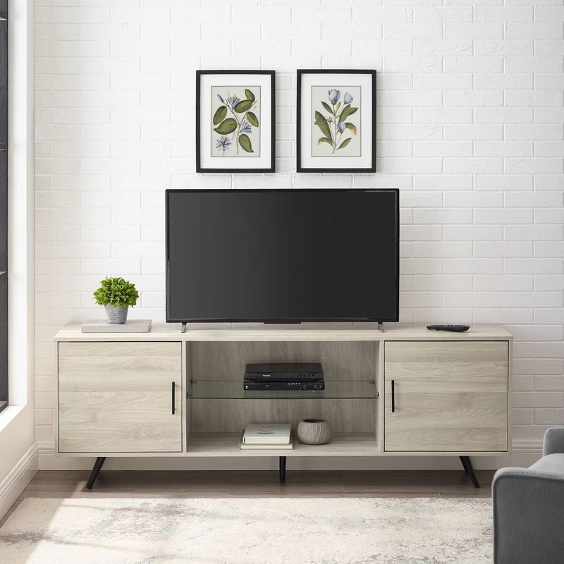 2 Door Mid-Century Modern Wood Storage TV Stand for TVs up to 80"  - Saracina Home, 5 of 17