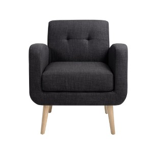 Bestier Black Mid-Century Modern Fabric Accent Armchair Single Sofa with Rubber Wood Legs Linen Upholstery for Living Room - 1 of 4