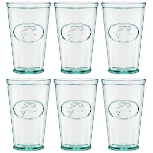 Amici Home Vintage Green Glass, Water Tap Hiball Tumblers - Set of 6 Soda Lime Drinking Glasses with Faucet Motif, BPA-Free 16 oz Cups - 1 of 4