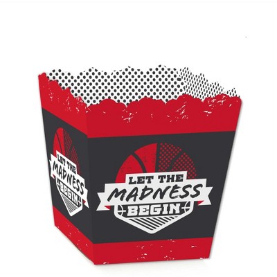 Big Dot of Happiness Red Basketball - Let The Madness Begin - Party Mini Favor Boxes - College Basketball Party Treat Candy Boxes - Set of 12