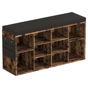 Storage Bench with Cushion, Entryway Shoe Changing Bench with Cushion, Design Open Compartments, for Living Room, Bedroom, Closet, Doorway - 1 of 4