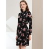Allegra K Women's Mock Neck Swing Midi Long Sleeve A-line Floral Dress - 4 of 4