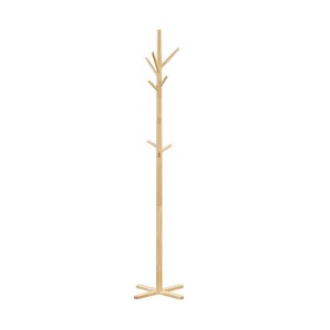 Cesicia Solid Wood Finish Coat Rack, 9 Hooks Coat Hanger Stand - 1 of 4