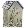 Glass Lighted House Decor Set – Pine Tree and Cardinal – 9 in – Set of 2 – Holiday Accent – By Melrose - 3 of 3