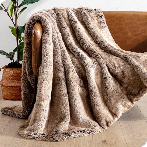 Variegated Chestnut Throw 47 X 60 Faux Fur Blanket By Bare Home : Target