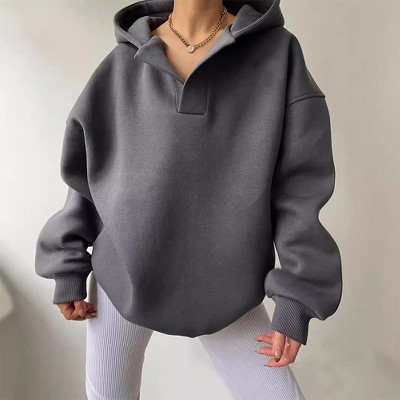 Womens Hoodies Oversized V Neck Sweatshirts Long Sleeve Pullover Casual Fall Teen Girls Preppy Clothes 2025