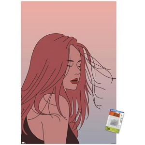 Trends International Hand Drawn Woman With Blowing Hair Unframed Wall Poster Prints - 1 of 4