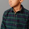 Hope & Henry Boys' Organic Long Sleeve Flannel Shirt with Suede Detail, Merry Pine Plaid, Large - 3 of 4