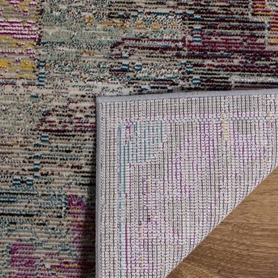 Neoma Light Grey and Purple 8' x 10' Synthetic Area Rug