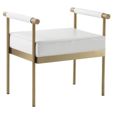 TOV Furniture Diva Performance Vegan Leather Bench in White