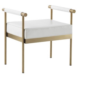 TOV Furniture Diva Performance Vegan Leather Bench in White - 1 of 4