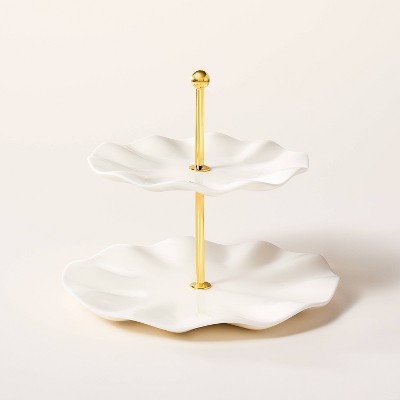 Ruffled Ceramic Two Tier Serving Stand Cream - kate spade new york x Target