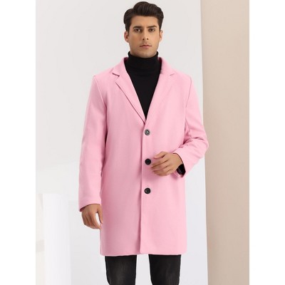 Lars Amadeus Men's Slim Fit Winter Notched Lapel Single Breasted Long Jacket Overcoat X-Large Pink — фото 2