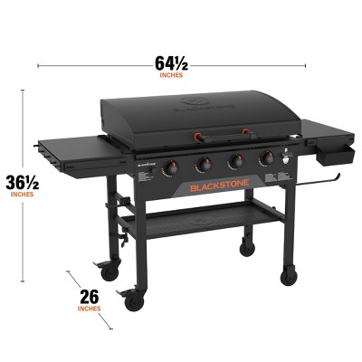 Black Stainless Steel 36" Cart Style Griddle with Hood
