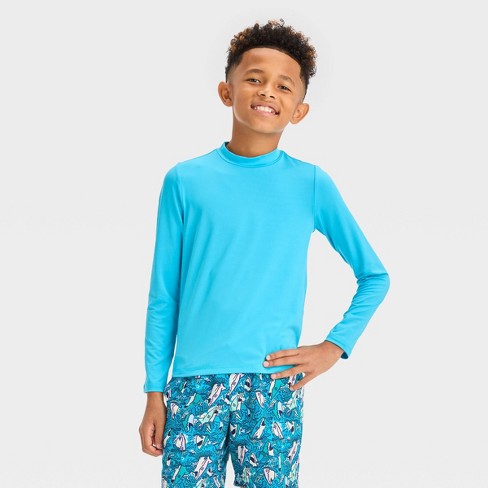 Boys' Long Sleeve Solid Rash Guard Top - Cat & Jack™ Blue XS