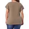 Agnes Orinda Women's Plus Size Round Neck Hollow Lace Panel Short Sleeve Casual Summer Blouses - 4 of 4