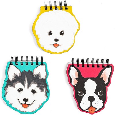 Paper Junkie 3-Pack Top Spiral Notepads, Assorted Dog Designs, Die Cut Pocket Note Pads, 4.5x4.5