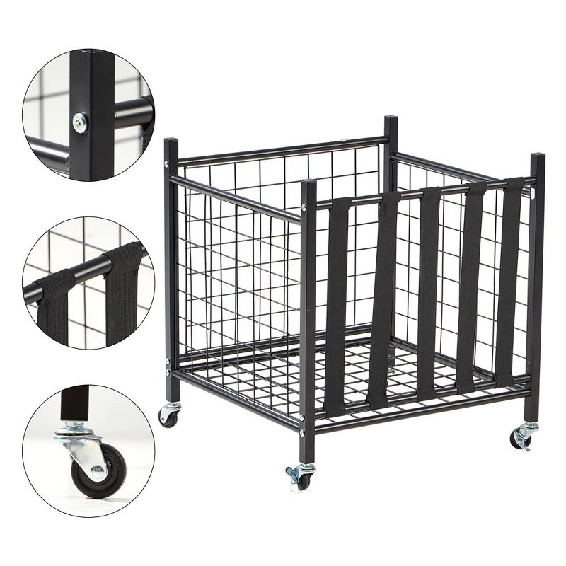 LUGO Sports Equipment Storage Cart with Elastic Straps and Wheels, 4 of 10