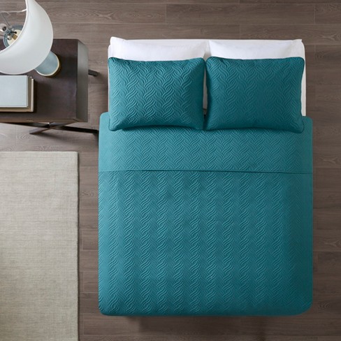 3pc Full Queen Melva Embossed Coverlet Set Teal Target