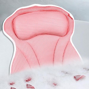 Bath Pillow for Tub with Neck and Back Support, Bathtub Pillow with 6 Strong Suction Cups and 4D Air Mesh - 1 of 4