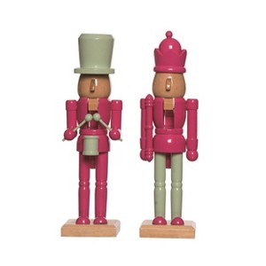 Transpac Large Wood Color Block Nutcracker Decor Set of 2 Christmas Home Decorations - 1 of 1