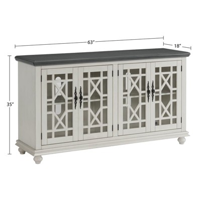 Parisian Antique Market Inspired 63" White and Grey TV Console
