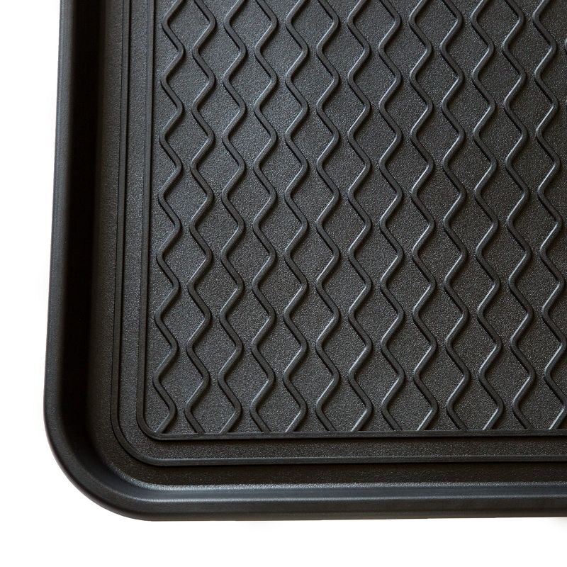 Large All-Weather Indoor/Outdoor Boot Tray - Weather-Resistant Plastic Shoe Mat with Raised Edge for Entryways, Decks, and Patios by Stalwart (Black), 4 of 8