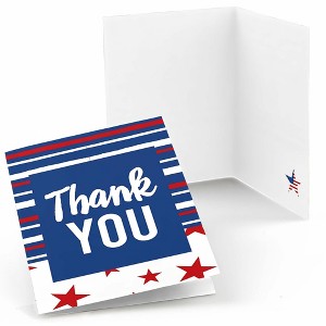 Big Dot of Happiness Stars and Stripes - Memorial Day, 4th of July and Labor Day USA Patriotic Party Thank You Cards (8 Count) - 1 of 4
