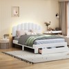 TiramisuBest Queen Upholstered Platform Bed with 2 Drawers & Dual USB Ports, Linen Fabric, Storage & Convenience, Beige - 2 of 4