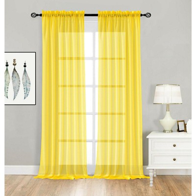 Designer Sheer Voile Rod Pocket Curtains For Small Windows