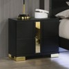 Vynxaria Contemporary 2-Drawer Nightstand - Bracketed Metal Legs, Ball-Bearing Glides, Dust-Proof Cases, Bedroom Furniture - 2 of 4