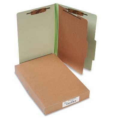 Acco Pressboard 25-Pt Classification Folders Legal 4-Section Leaf Green 10/Box 16044