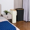 Laundry Basket with Lid, Narrow Laundry Hamper with Removable Bag, Skinny Dirty Clothes Basket with Bamboo Handles - 2 of 4