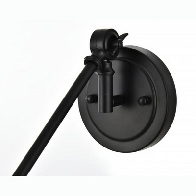 Black Iron Adjustable Swing Arm Wall Sconce with Dimmable Light