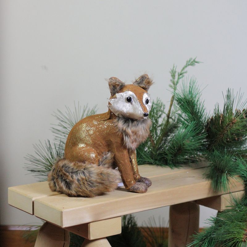 Northlight 10.25" Plush Brown Sitting Fox Figure Animal Decoration, 3 of 4