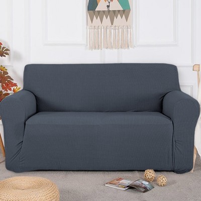 Home Mart Goods Charcoal Grey 3-Piece Set 4-Way Stretch Slipcover Sofa Loveseat & Armchair Cover Protector