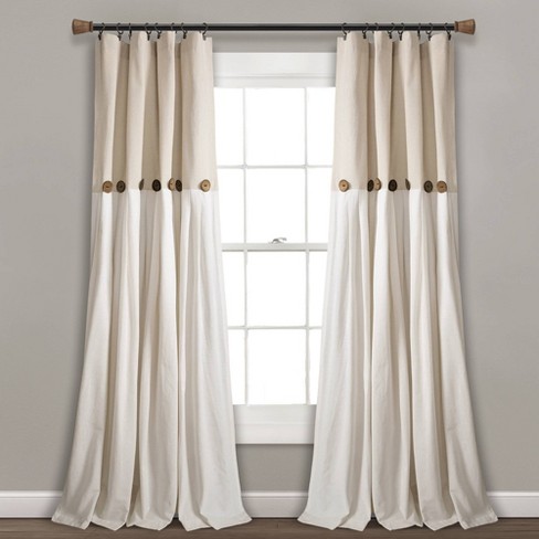 2 Decor Linen Look Jacquard Grommet Drapes Curtains Panels 40x84 Mandi Natural 