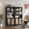 Farmhouse Bookshelves with Rattan Doors, 70" Tall Cutlery Shelves with Three Tiers of Open Storage, Floor Standing Display Shelves, Bookcases - 4 of 4