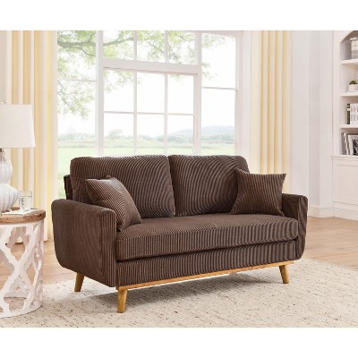 NicBex Modern Corduroy Loveseat Sofa Couch with Two Pillows & Wooden Legs,2-Seat Lounge Sofa for Living Room,Apartment