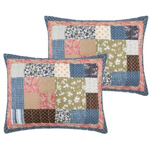 Greenland Home Fashions – Shiloh Calico Sham, Reversible Hidden Zipper Closure, Machine Quilted Rustic Accent - 1 of 4