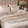 5 Piece Satin Duvet Cover King Set, Luxury Silky Taupe Bedding with Zipper, 1 Duvet+ 4 Pillow Cases - 2 of 4