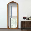 MAYEERTY Full-Length Mirror Solid Wood Carved Right Angle Micro-Arch Weathered White 64x21in with Stand - 2 of 4
