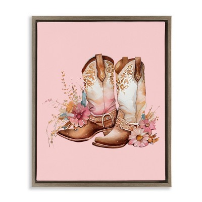 Stupell Industries Floral Pink Cowgirl Boots, 25" x 31"