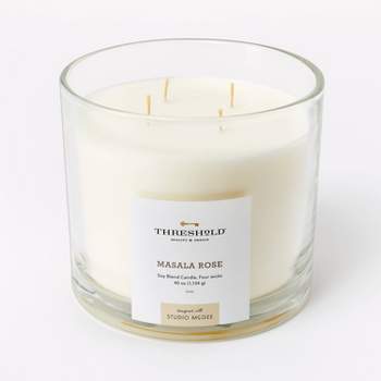 40oz Clear Glass Masala Rose Candle White - Threshold™ designed with Studio McGee