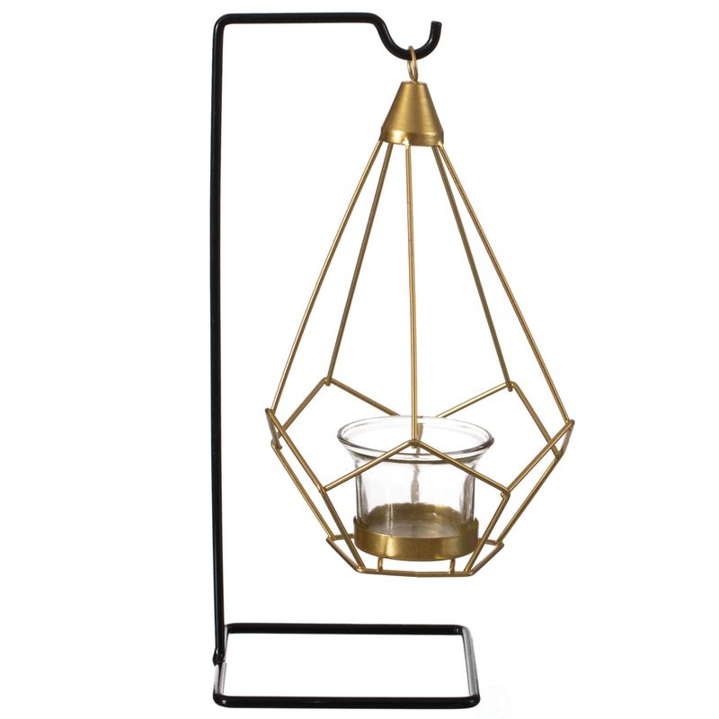Fabulaxe Geometric Free Swinging Votive Candle Holder Decorative Modern Hanging Lantern Tabletop Centerpiece, 2 of 8