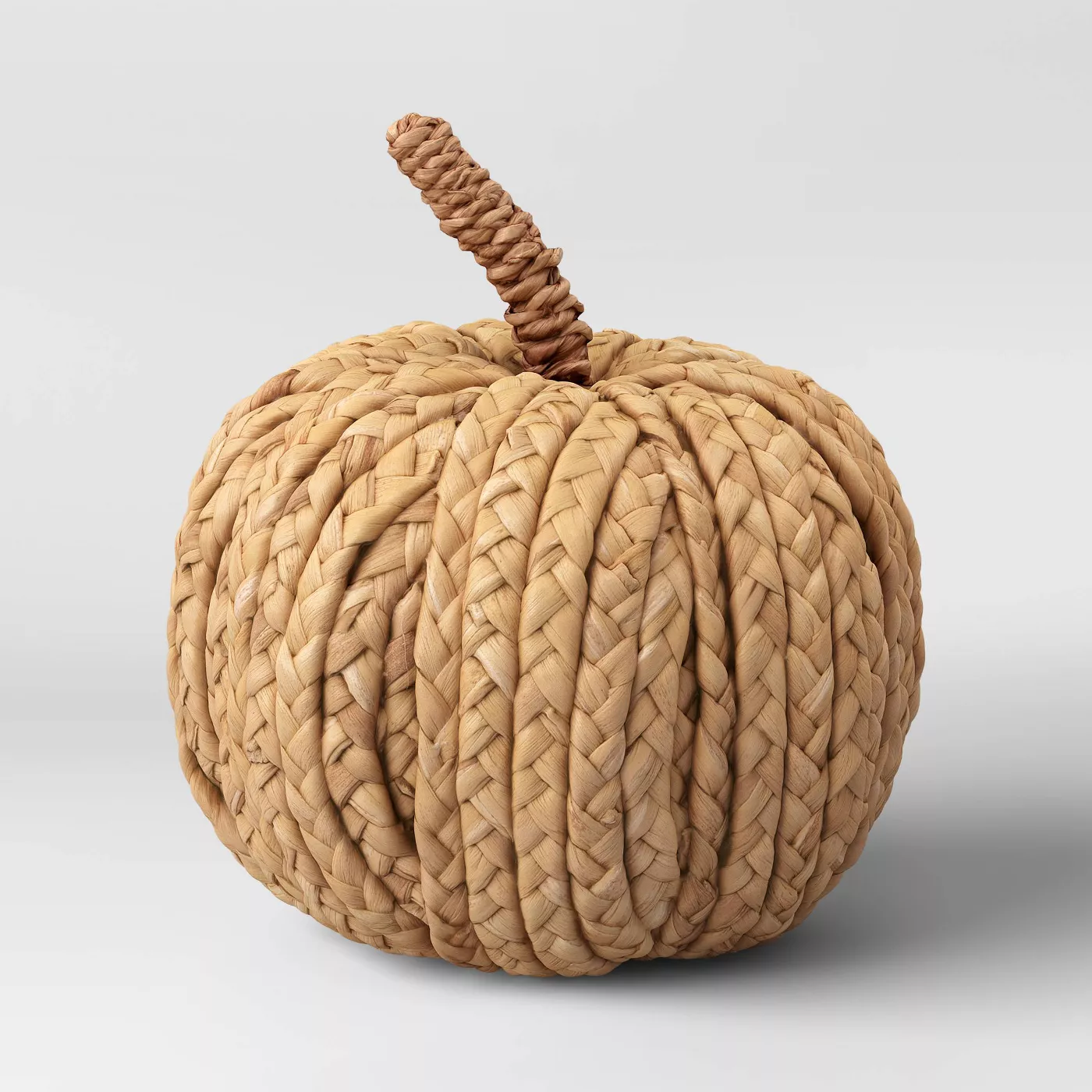 6.5" x 6" Woven Cattail Leaf Pumpkin Figurine Brown - Threshold™ - image 1 of 12