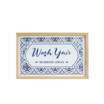 VIP Metal 16 in. White Wash Your Worries Away Sign
